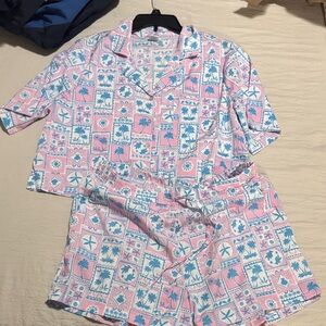 Sigrid Olsen Pink and Blue Patterned Pajama Set